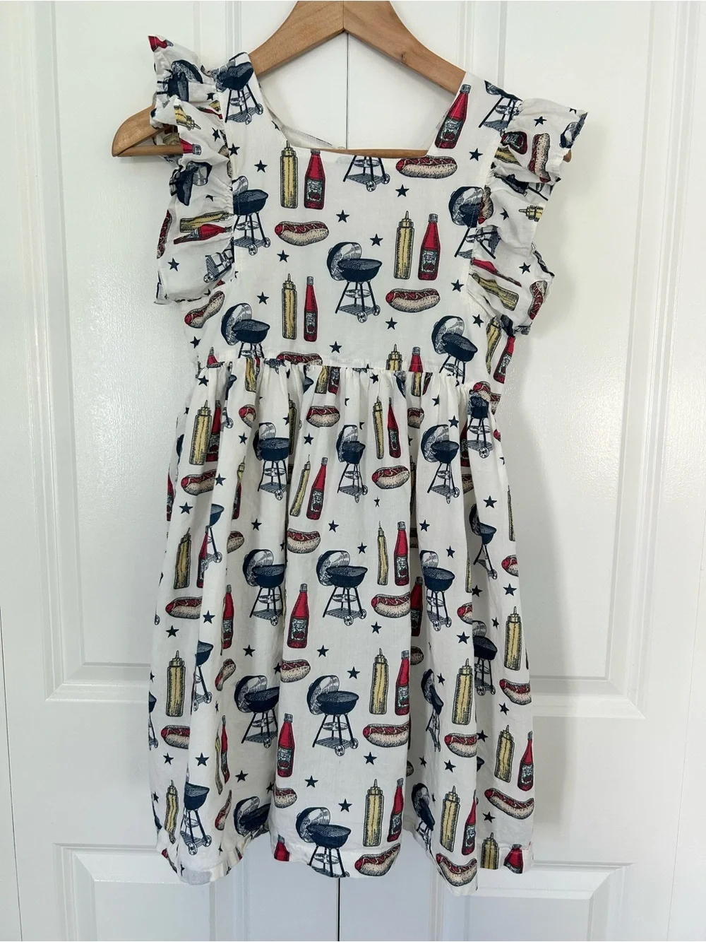 Pink Chicken Elsie Dress Grilling Out print backyard barbecue bbq girls size 10